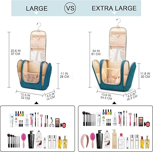 Miniatura 8 de Neceser de viaje extra grande para mujeres y hombres, bolsa de higiene, kit organizador de baño y ducha con soportes de banda elástica para