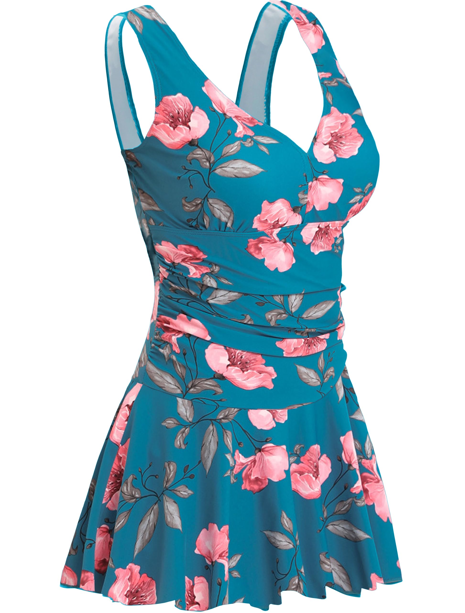 AONTUS Women's One Piece Plus Size Swimsuits Tummy Control Swimwear Bathing Suits