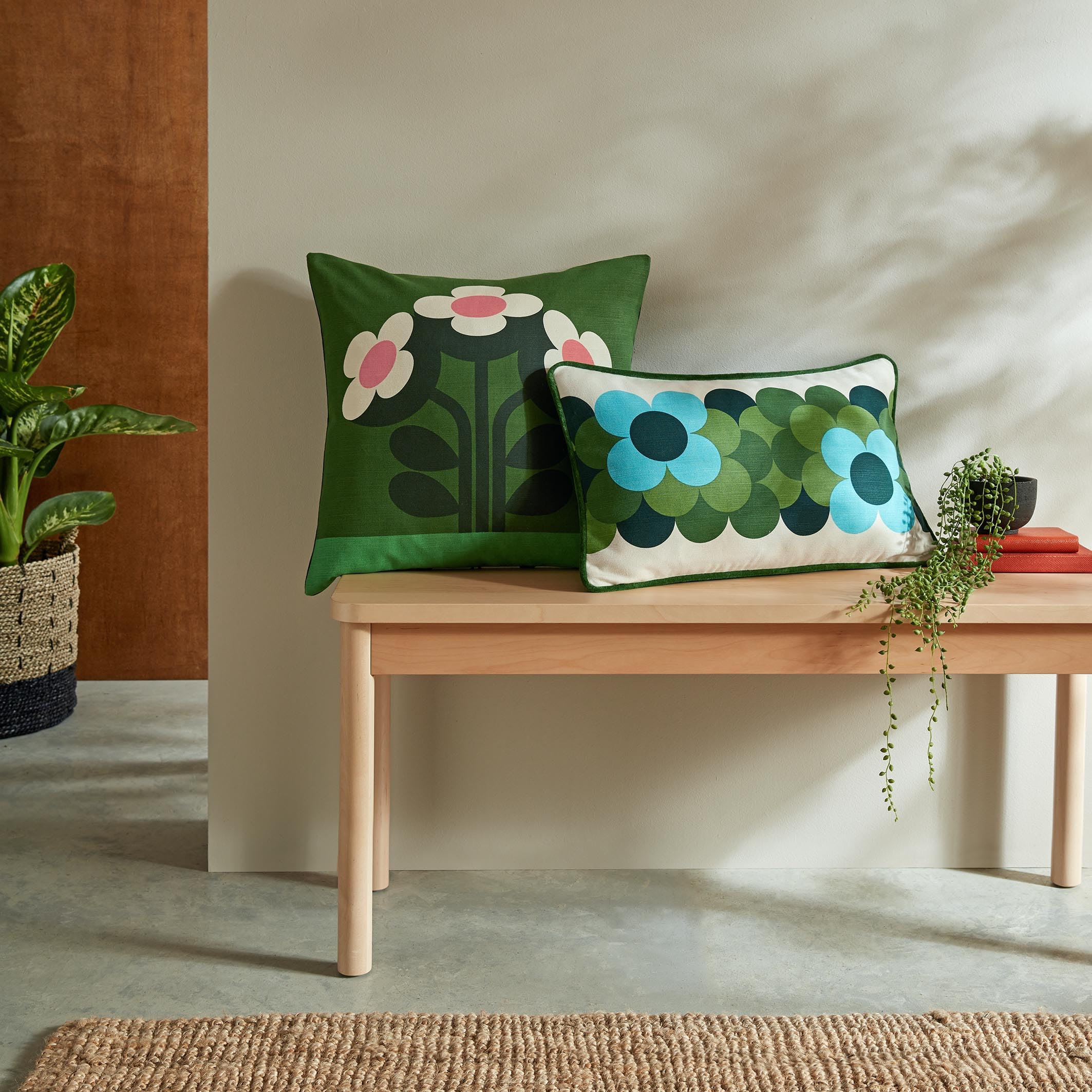 Orla Kiely Pine Cushion - Buttercup - 100% Cotton 45Cm X 45Cm