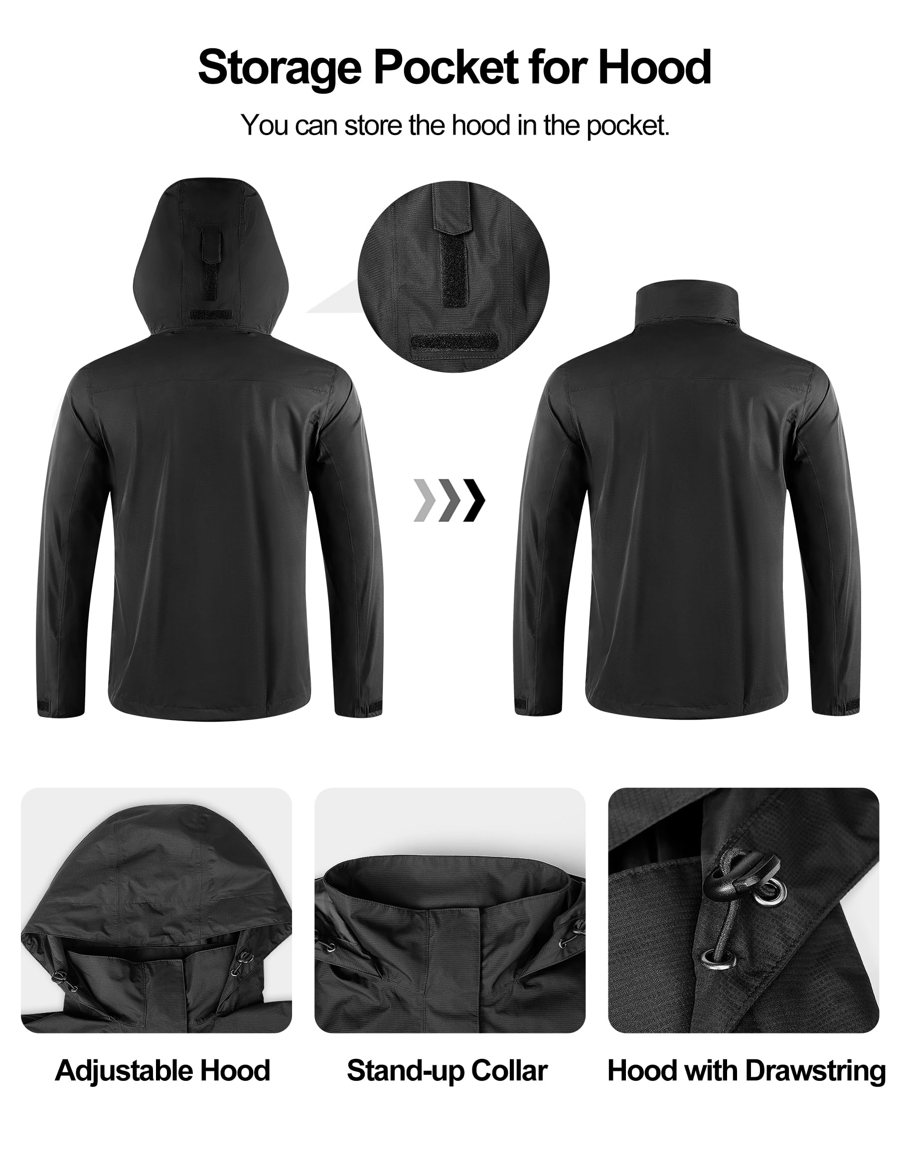 KUTOOK Regenjacke Herren Jacke Wasserdicht Outdoorjacke Laufen Radsport Jogging Bergsteigen Angeln XC001