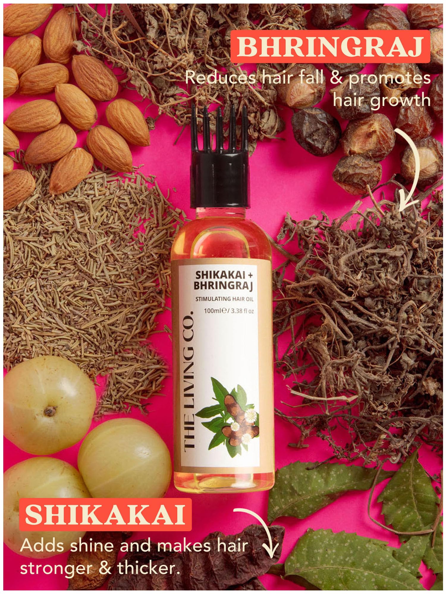 THE LIVING CO Shikakai + Bhringraj Stimulating Hair Oil For Hair Growth - 100ml, 100 ml (Pack of 1) - Image 4