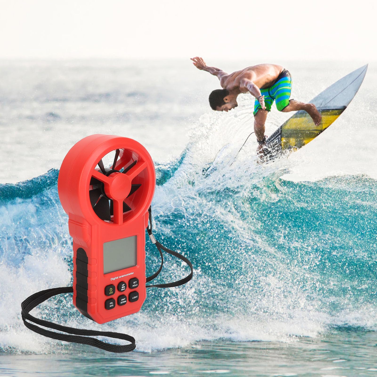 Natudeco Digital Wind Speed Meter Anemometer Wind Gauge Handheld Thermometer LCD Display for Weather Monitoring Outdoor Activities