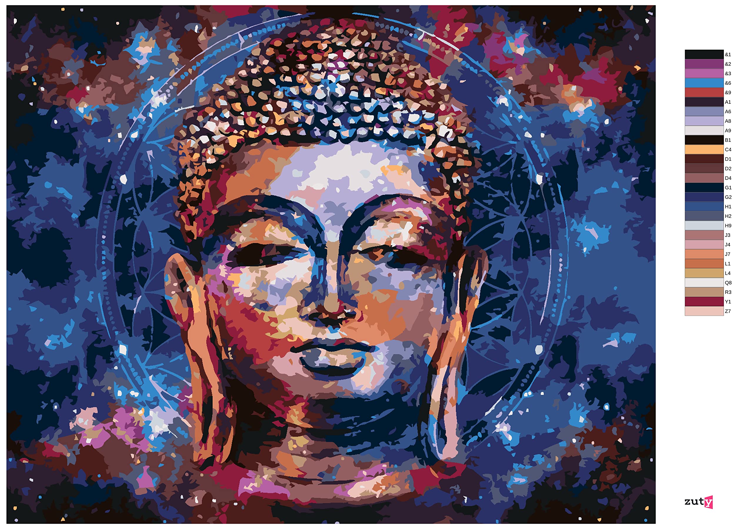 Malowanie według liczb - Gwiazda Budda II 80 x 100 cm z blejtramem (już napięta)