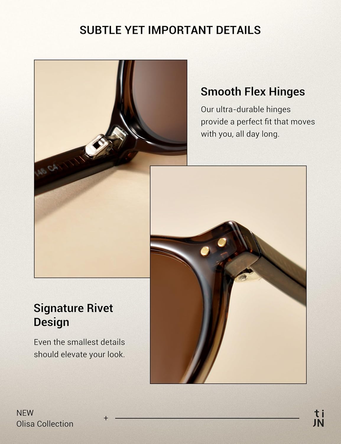 TIJN Olisa Retro Oval Sunglasses for Women & Men – Polarized UV400 Protection, Lightweight Stylish Frame, Trendy Sun Glasses - Image 5