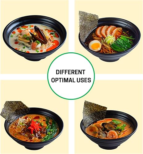 Miniatura 7 de Faz Goods Juego de 2 cuencos para ramen con palillos, cucharas grandes de melamina de 32 onzas, juego completo de vajilla con palillos, cuencos y