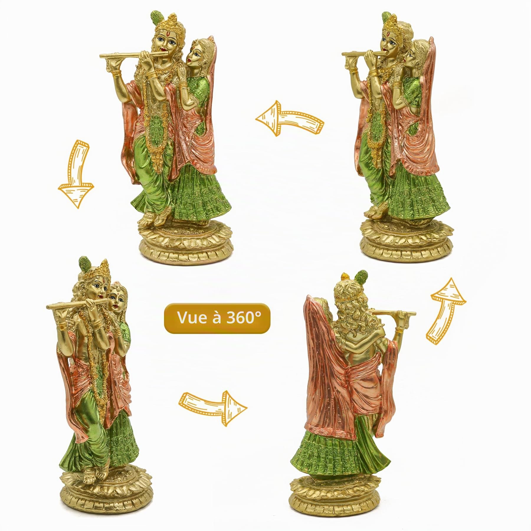 alikiki - Statue hindoue Radha Krishna - Dieu Indien et déesse - Sculpture Murti Pooja - Bouddha Hindouisme - Maison Puja Temple Mandir