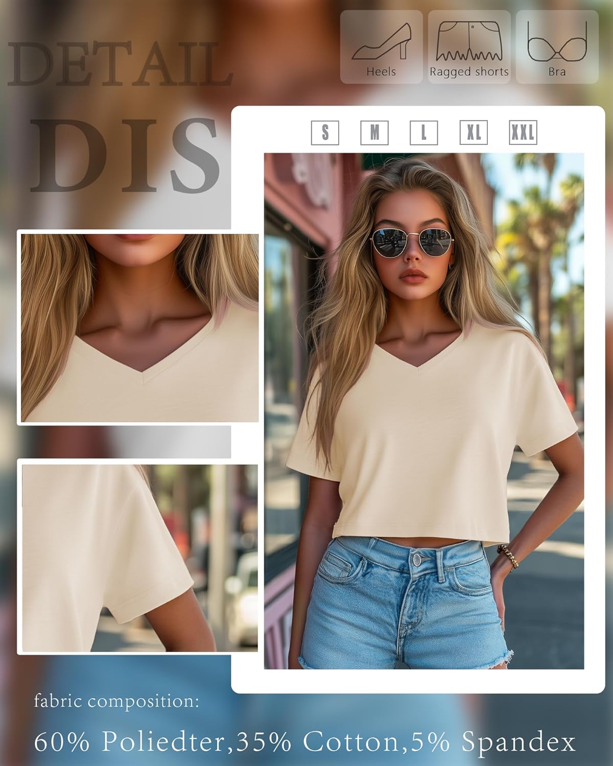 Ficerd 3 Pack Women's V Neck Crop Tops Half Sleeve Drop Shoulder Basics Cropped Top Boxy Tees for Girls - Image 6