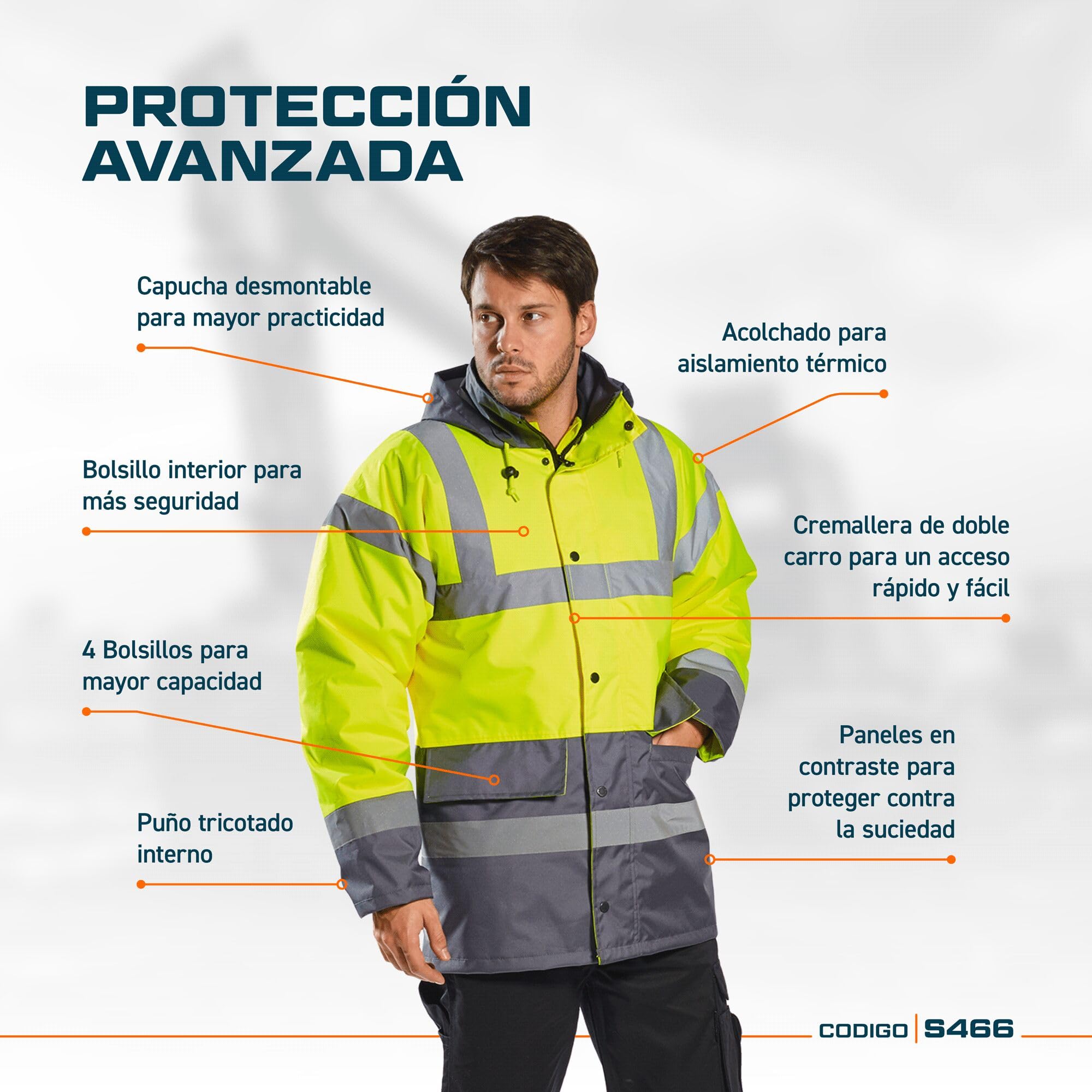 Portwest S466 Men's Waterproof Hi Vis Traffic Jacket - Reflective Safety Coat Yellow/Black, X-Small
