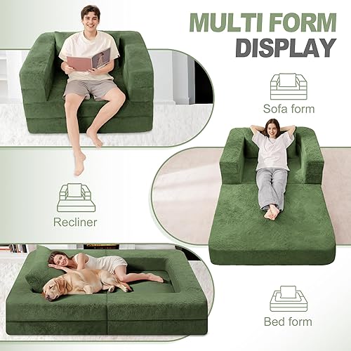 Miniatura 179 de Cama humana gigante para perro, cama 3 en 1 para perro de tamaño humano con funda de piel sintética lavable, cama grande plegable para mascotas con