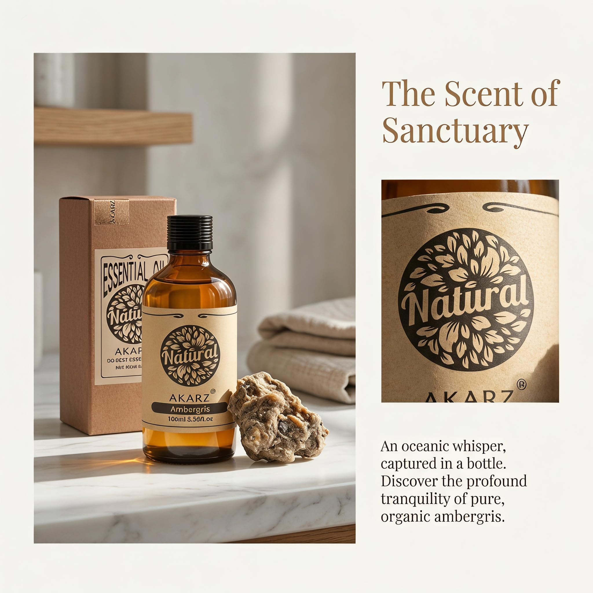 AKARZ 100ml Ätherisches Öl der Ambra Ambra-Öl - Hochwertiges Aromaöl für Duftlampen, Kerzenherstellung, Diffusoren & angenehme Raumbeduftung