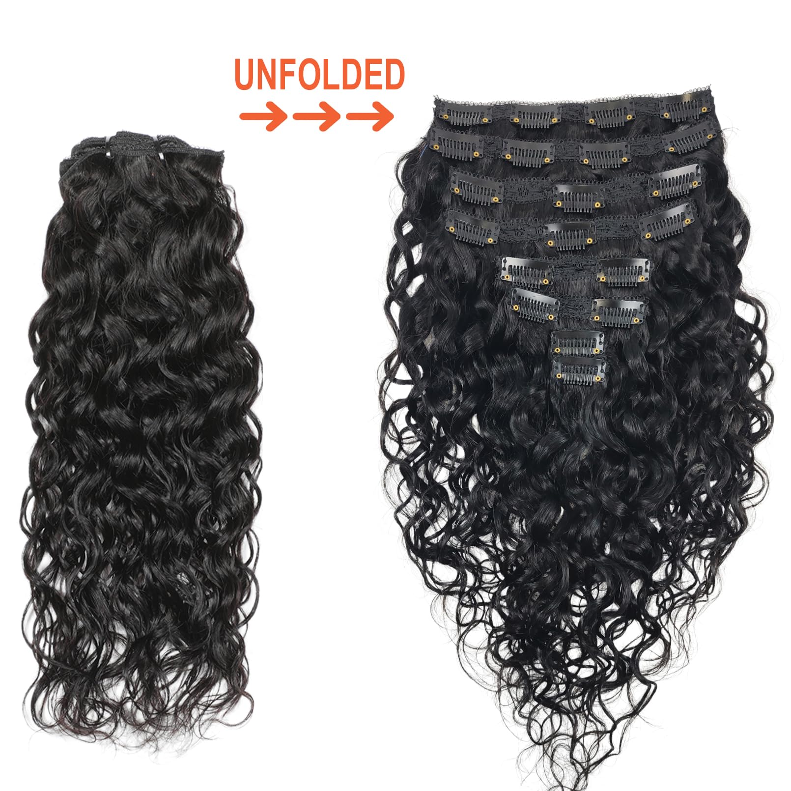 Doren Deep Curly Clip In Echthaarverlängerungen für Frauen 8Pcs 20Clips 120g brasilianische Virgin Remy Wasser gewelltes Haar natürliche Farbe