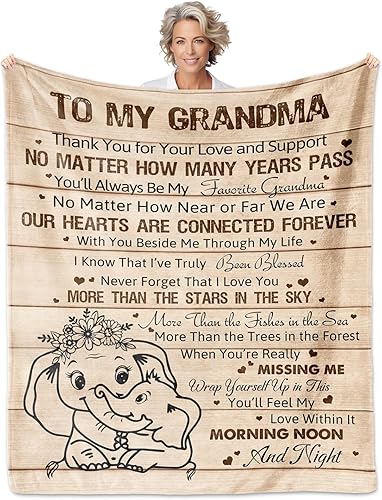 Regalos para la abuela de parte de la nieta, manta de regalo de cumpleaños para abuela, 60 x 50 pulgadas, regalos para la abuela de nietos y nietos,