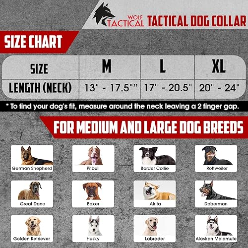 Miniatura 7 de WOLF TACTICAL Collar de perro para perros grandes, collares militares resistentes para perros grandes, collar de pitbull, collar de pastor alemán