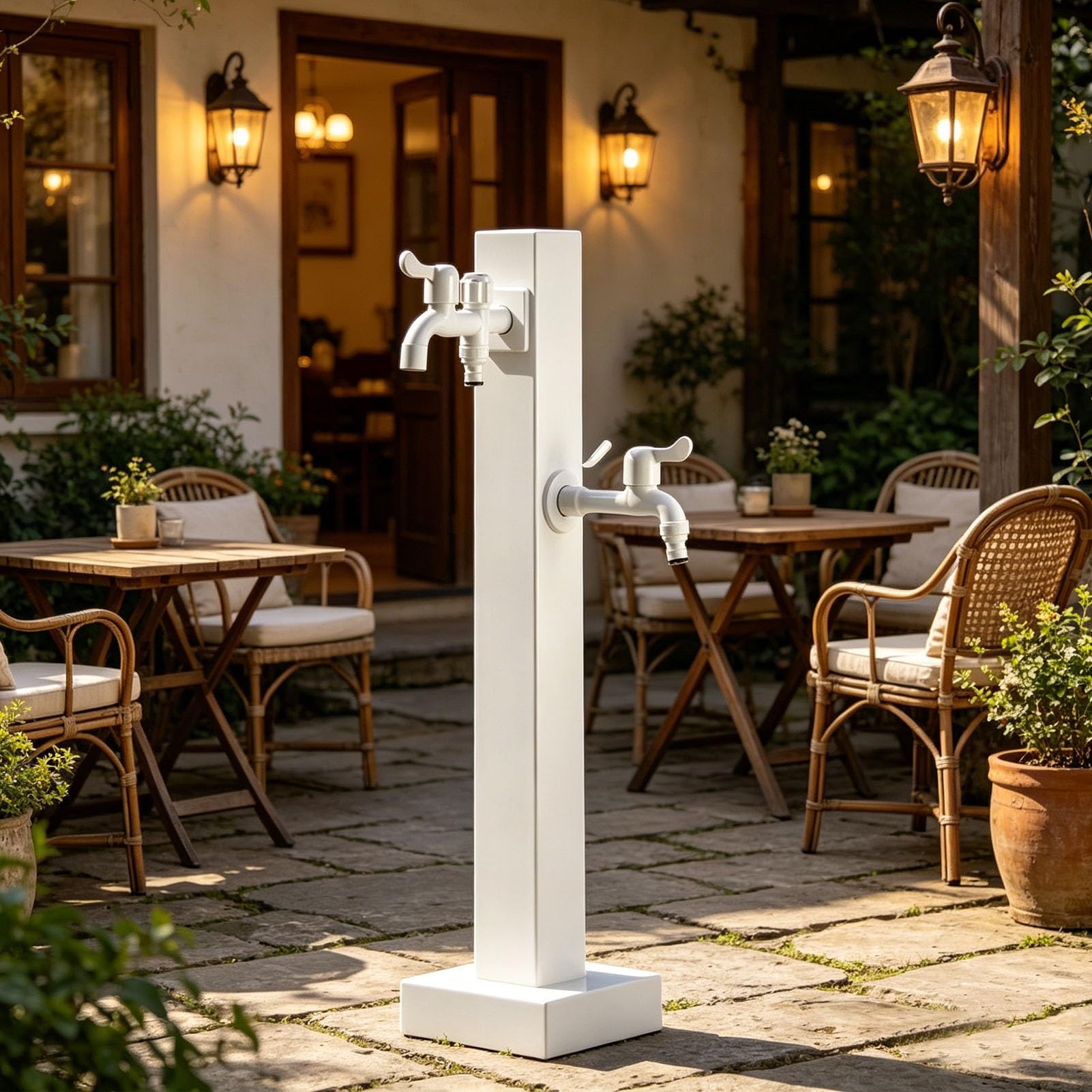 Junvstor Style 2 Vertical White Yard Hydrant, Freeze Proof Outdoor Faucet, Water Column With Hose, Outdoor Spigot For Patio Yard Garden Lawn Pasture Irrigation And Drinking(,Height: 60Cm/23.6In)