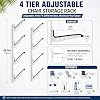 Estante de pared para sillas de playa de 4 niveles, par de soportes de metal resistente para organización de garaje, soporte para sillas plegables, sombrillas, tablas de surf y equipo para exteriores, 100 lb 5