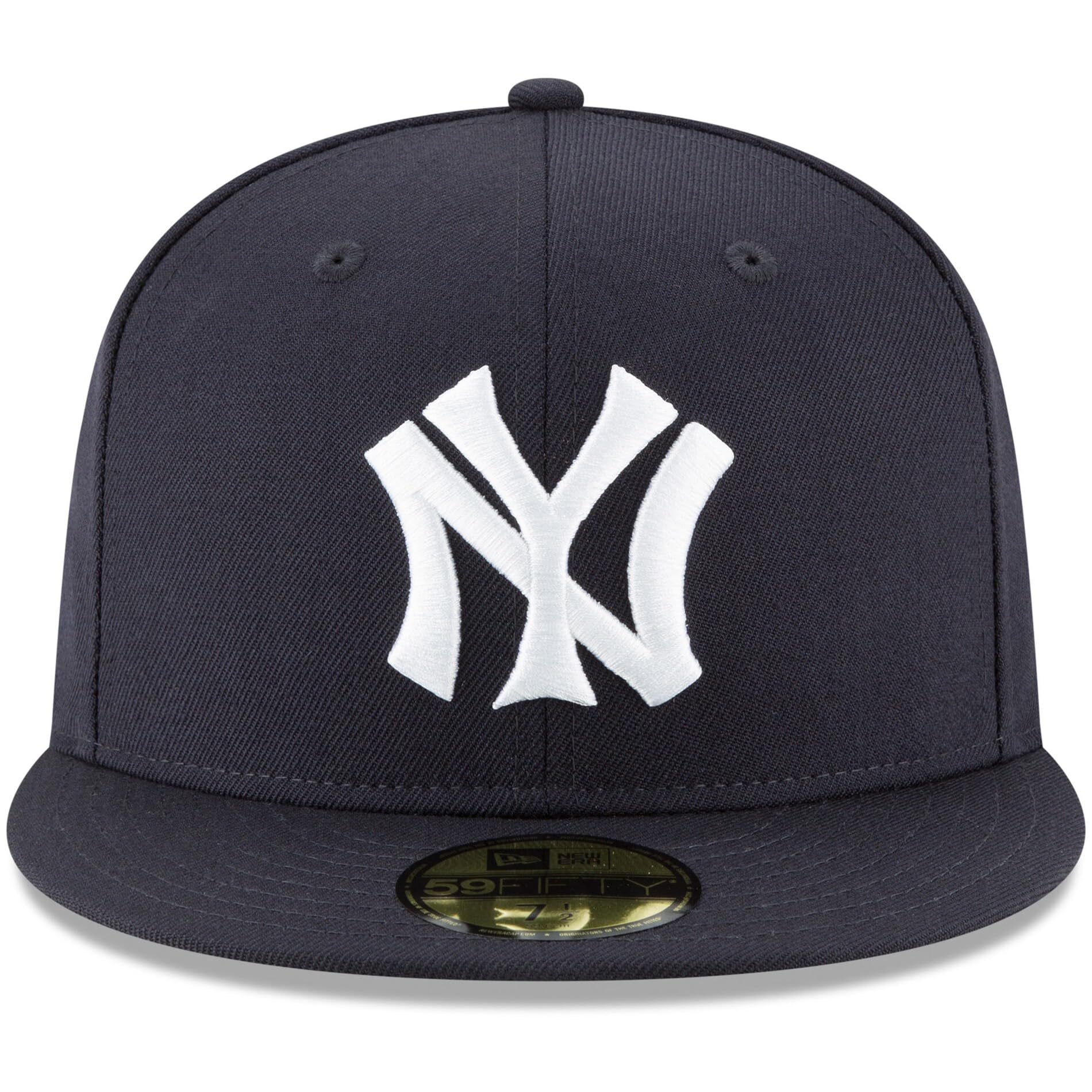 New Era MLB 59FIFTY Baseballkappe, New York Yankees, marineblau, Team-Farbe, Cooperstown-Logo, authentische Kollektion, angepasste Baseballkappe