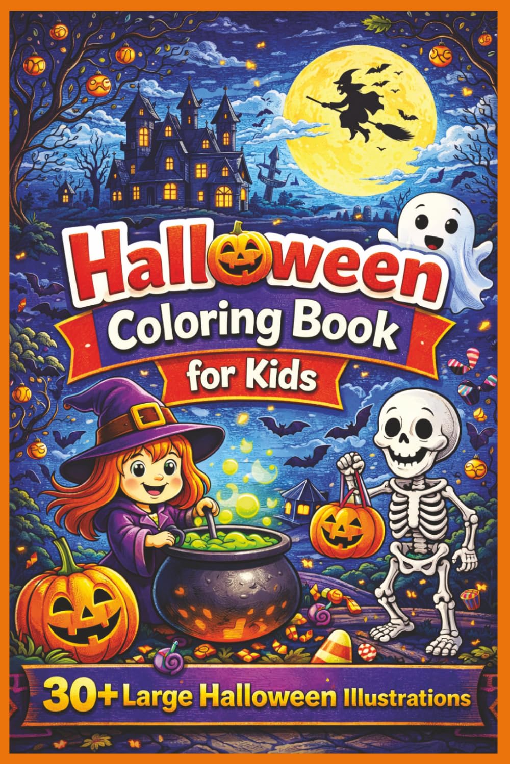 Halloween Coloring Book for Kids: Fun and Easy Halloween-Themed Coloring Pages for Boys and Girls