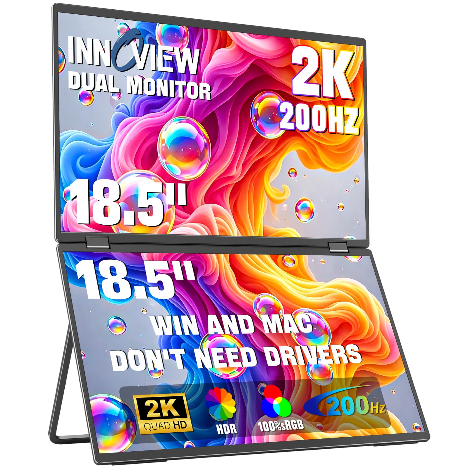 Innoview デュアルモバイルディスプレイ　18インチ2K Amazon.com: InnoView 18.5