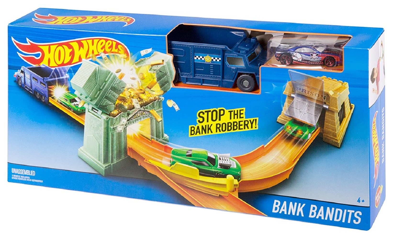 Hot Wheels DNR75 – Rennbahn Bank Robbery, Mehrfarbig