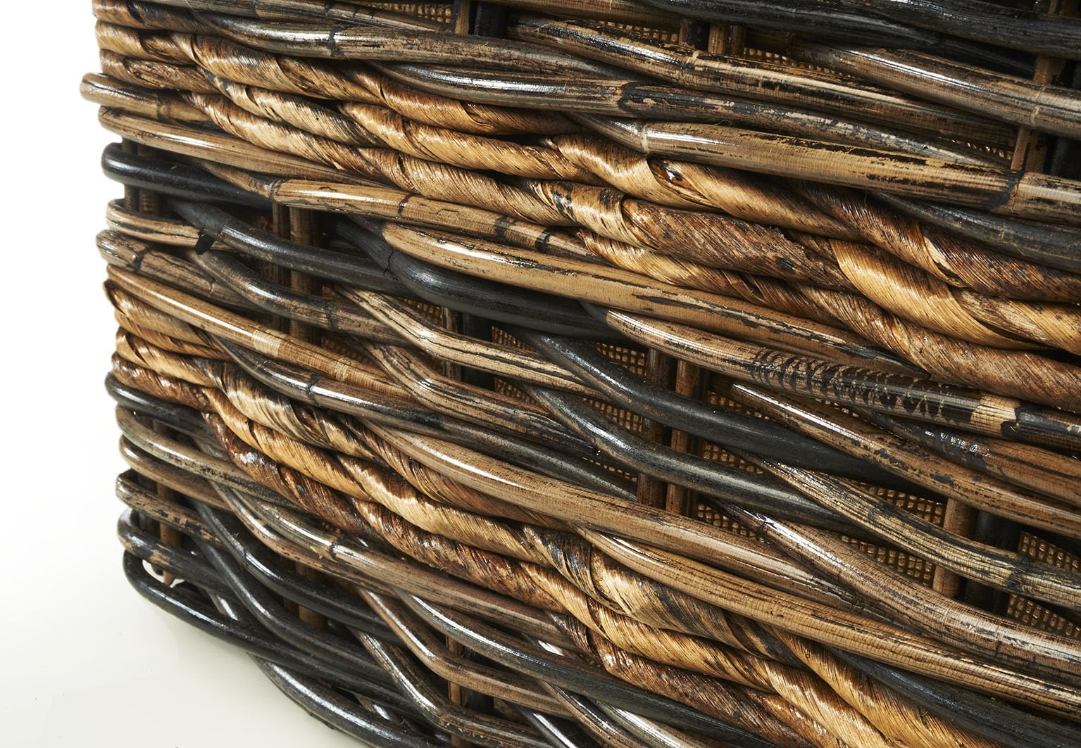 Kobolo Holzkorb aus Rattan und Bananenblatt 50x37x30 cm Braun