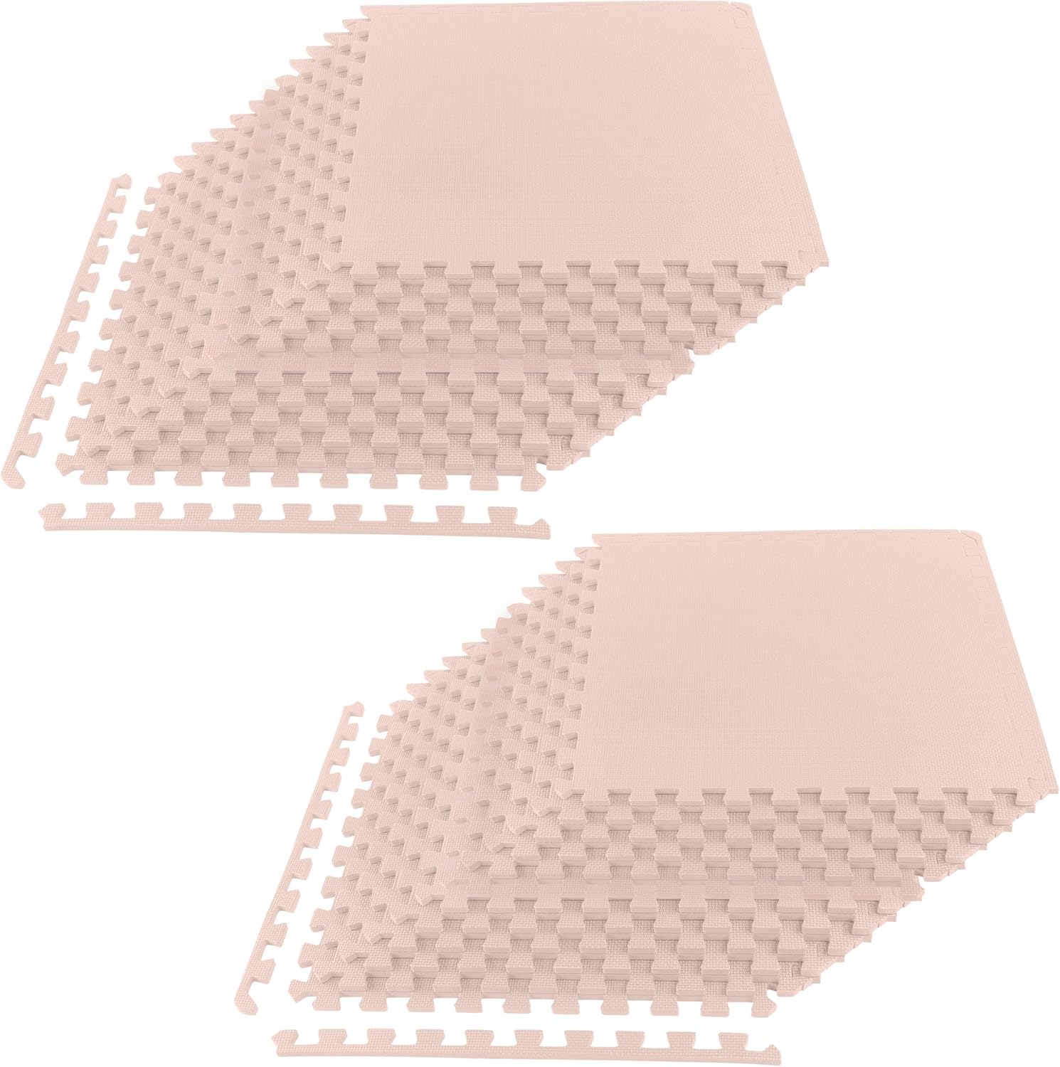 Foam Floor Tiles - 96sqft Soft Nontoxic Baby Play Mat - Interlocking Puzzle Mat for Baby, Kids Playroom, or Home Gym Flooring by Stalwart (Light Pink)