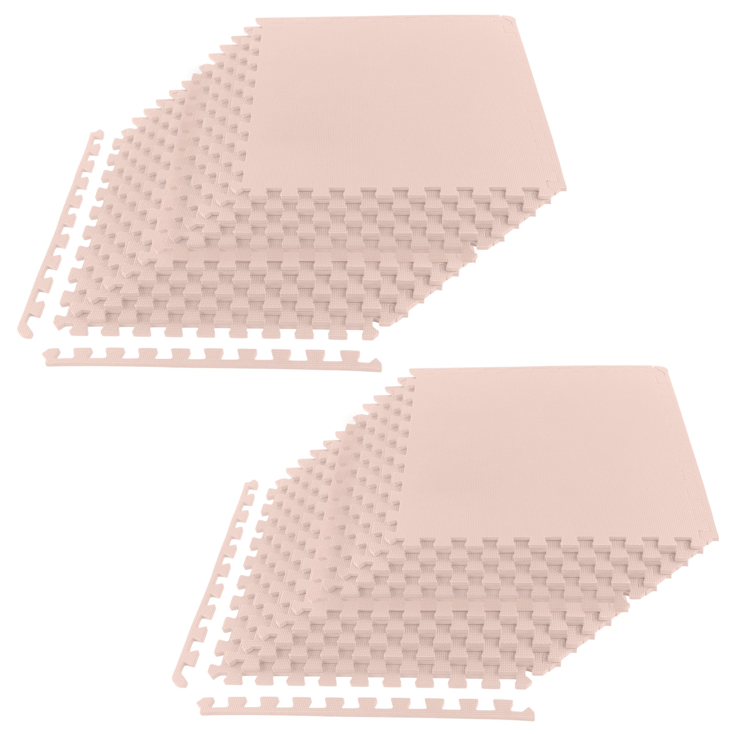 Foam Floor Tiles - 96sqft Soft Nontoxic Baby Play Mat - Interlocking Puzzle Mat for Baby, Kids Playroom, or Home Gym Flooring by Stalwart (Light Pink)