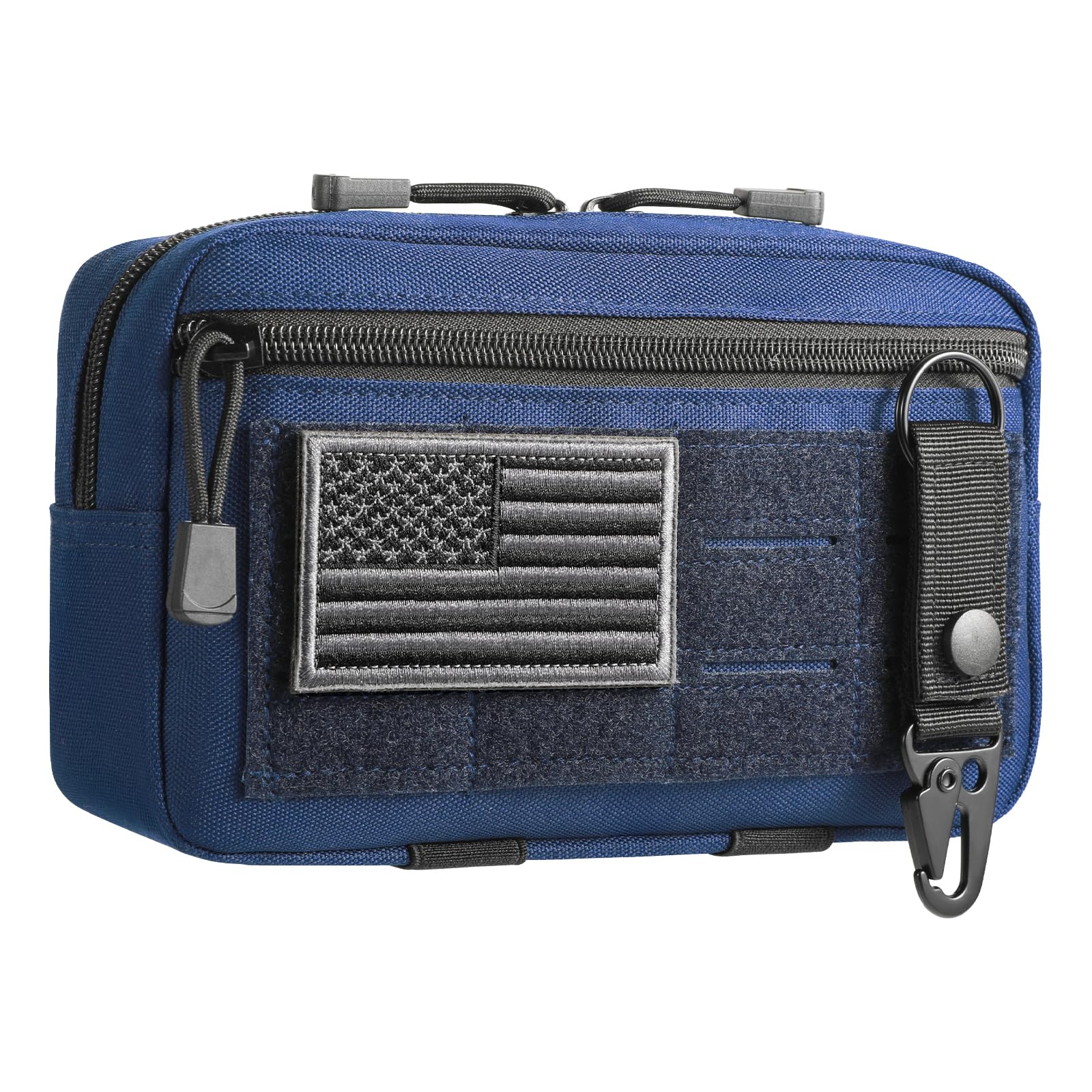FRTKK Tactical Molle Admin Pouch Utility Laser Cut EDC Tool Pouch Bag Horizontal Modular Pouches Include US Flag Patch and Keychain