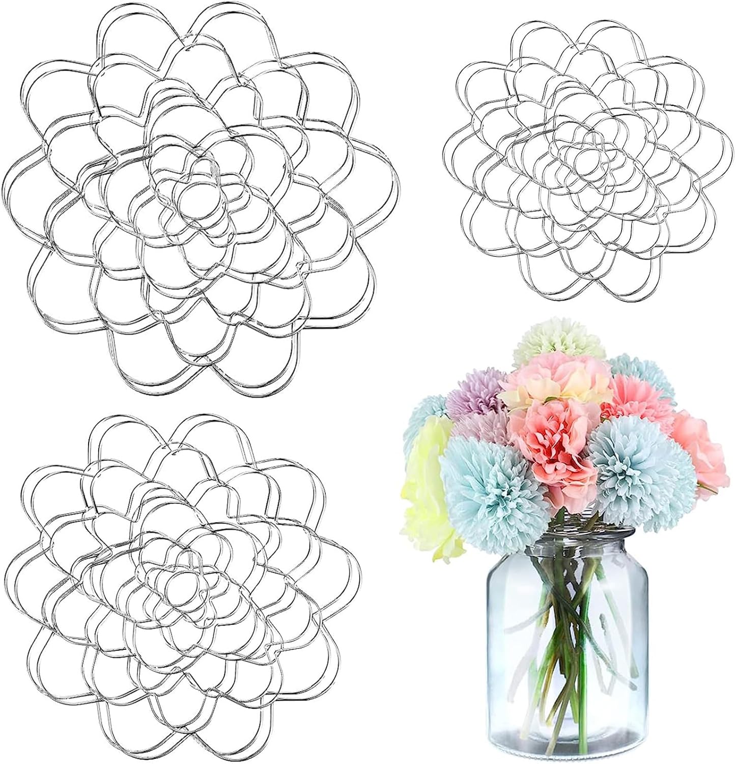 6 Pcs Flower Frog Stainless Steel Lid Arranger Metal Flower