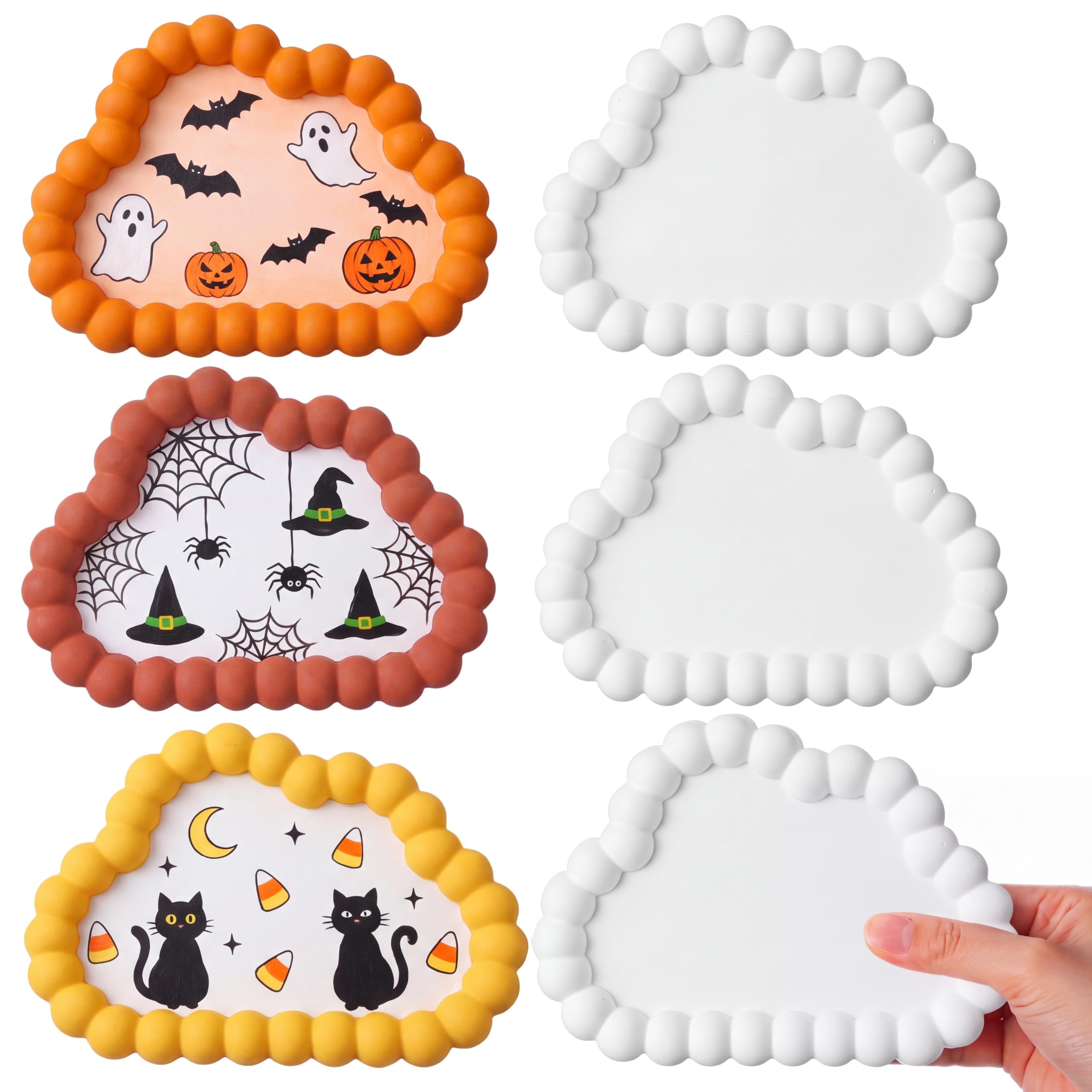 Bandejas de cerámica para pintar, plato de joyería en blanco, 6 piezas, nube