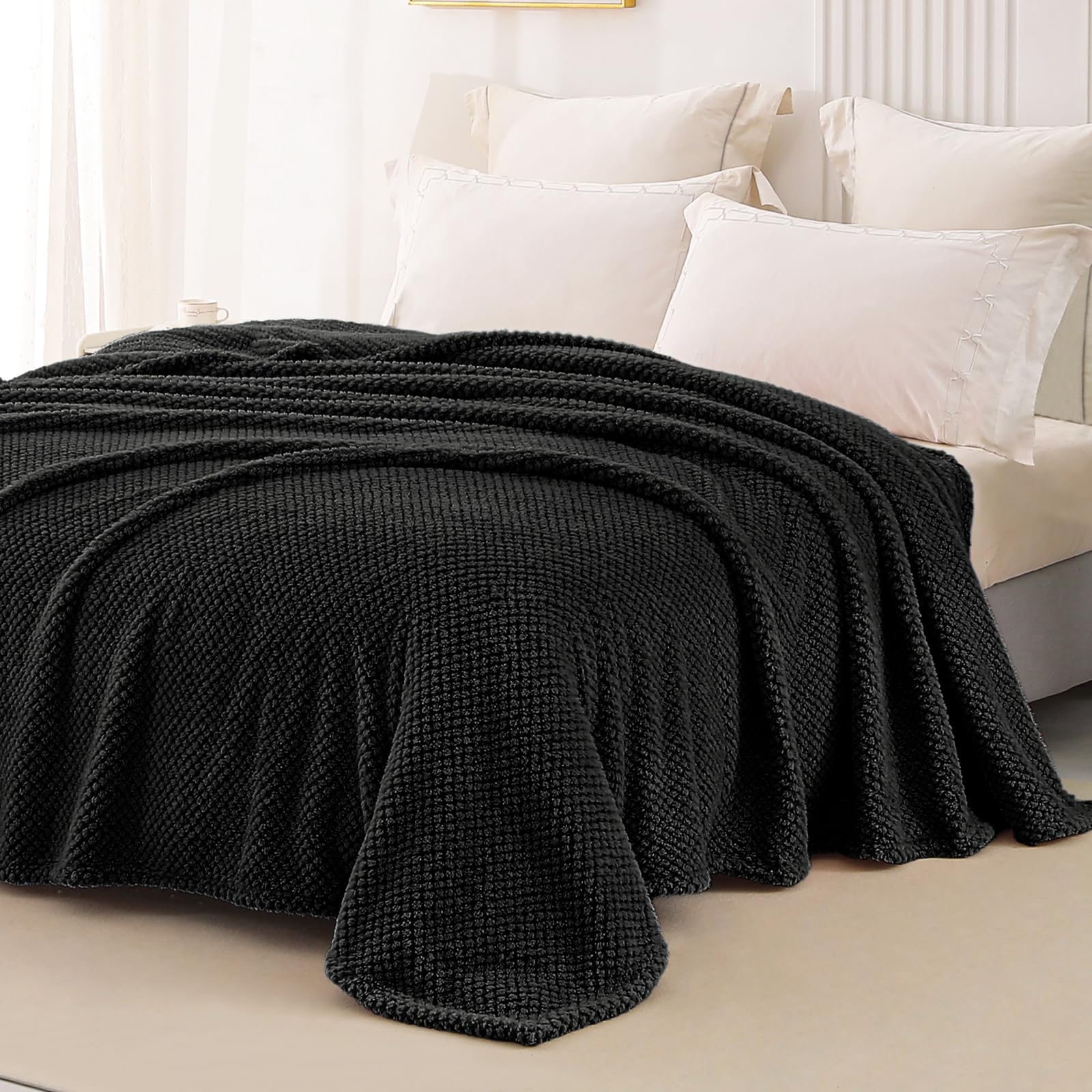 Whale Flotilla Double Size Fuzzy Fleece Blanket for Bed 150x200 CM Fluffy Warm Soft Jacquard Bed Blankets for All Season Lightweight and Cozy - Image 2