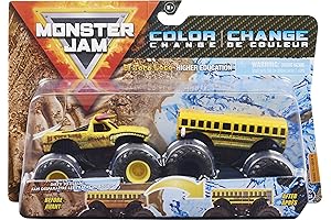 Monster Jam Color-Changing 2-Pack: El Toro Loco and Higher Education School Bus
