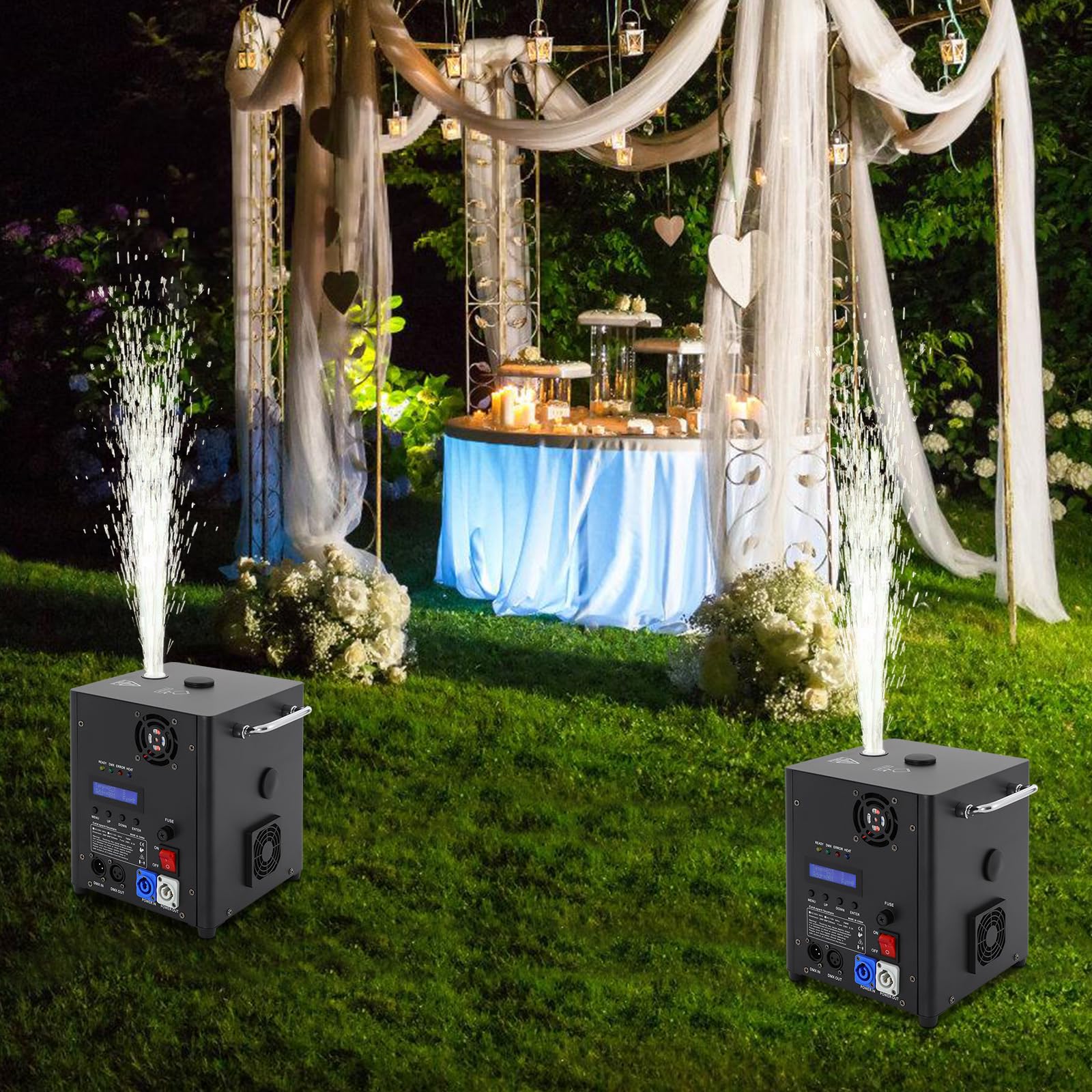 Elektronisch Pyrotechnikmaschinen 2 Stück 700W Cold Spark Feuerwerksmaschine Spark Machine mit DMX Fernbedienung und LCD Display Bühne Spezialeffekt Ausrüstung für Party Halloween Hochzeit Konzert