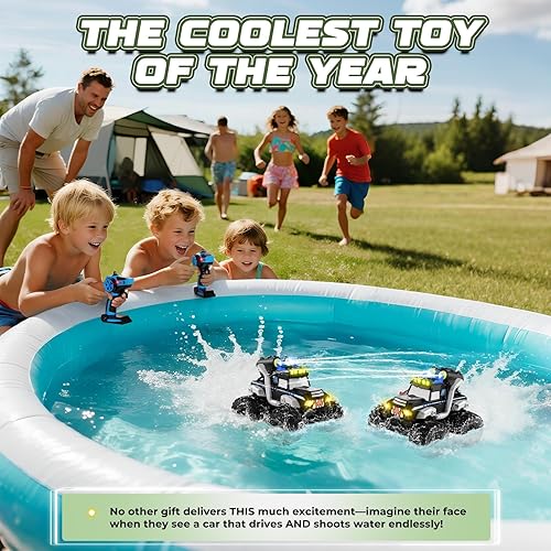 Miniatura 8 de Coche de control remoto, juguetes impermeables de camiones monstruos, autos RC anfibios 118, 2.4 GHz 4WD todo terreno, camión de juguete, juguetes