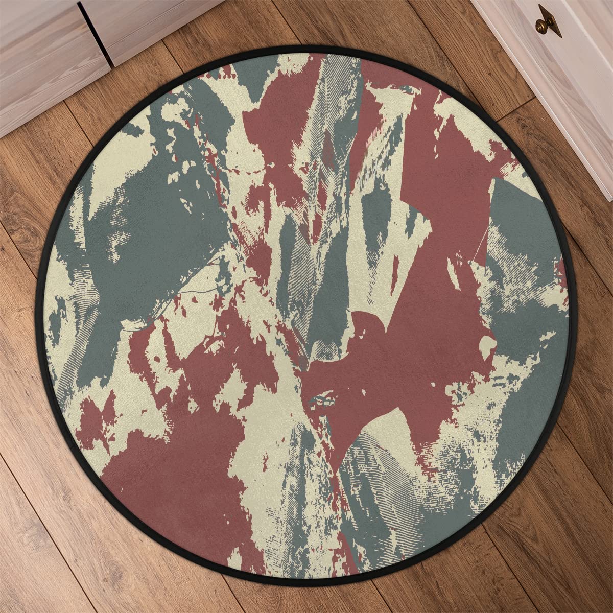 Color Creative Background Tapis rond lavable en machine, motif camouflage, antidérapant, doux, pour salon, canapé, chambre d'enfant, décoration de chambre d'enfant 0,9 m