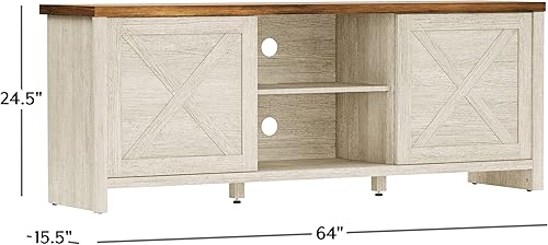Miniatura 5 de Hillsdale Columbus - Consola de entretenimiento de madera, 64 pulgadas, roble blanco con parte superior de nogal
