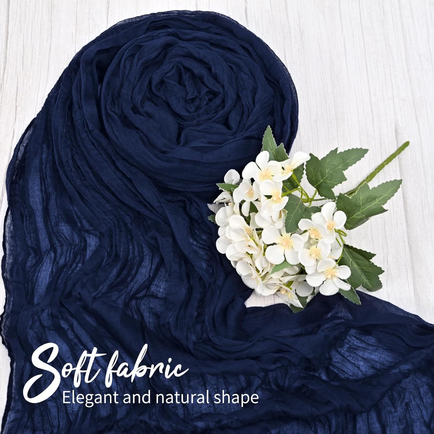 20 Pack Navy Blue Table Runner 10FT Long Cheesecloth Table Runner Cheese Cloth Gauze for Wedding Party Birthday Decoration-Navy Blue