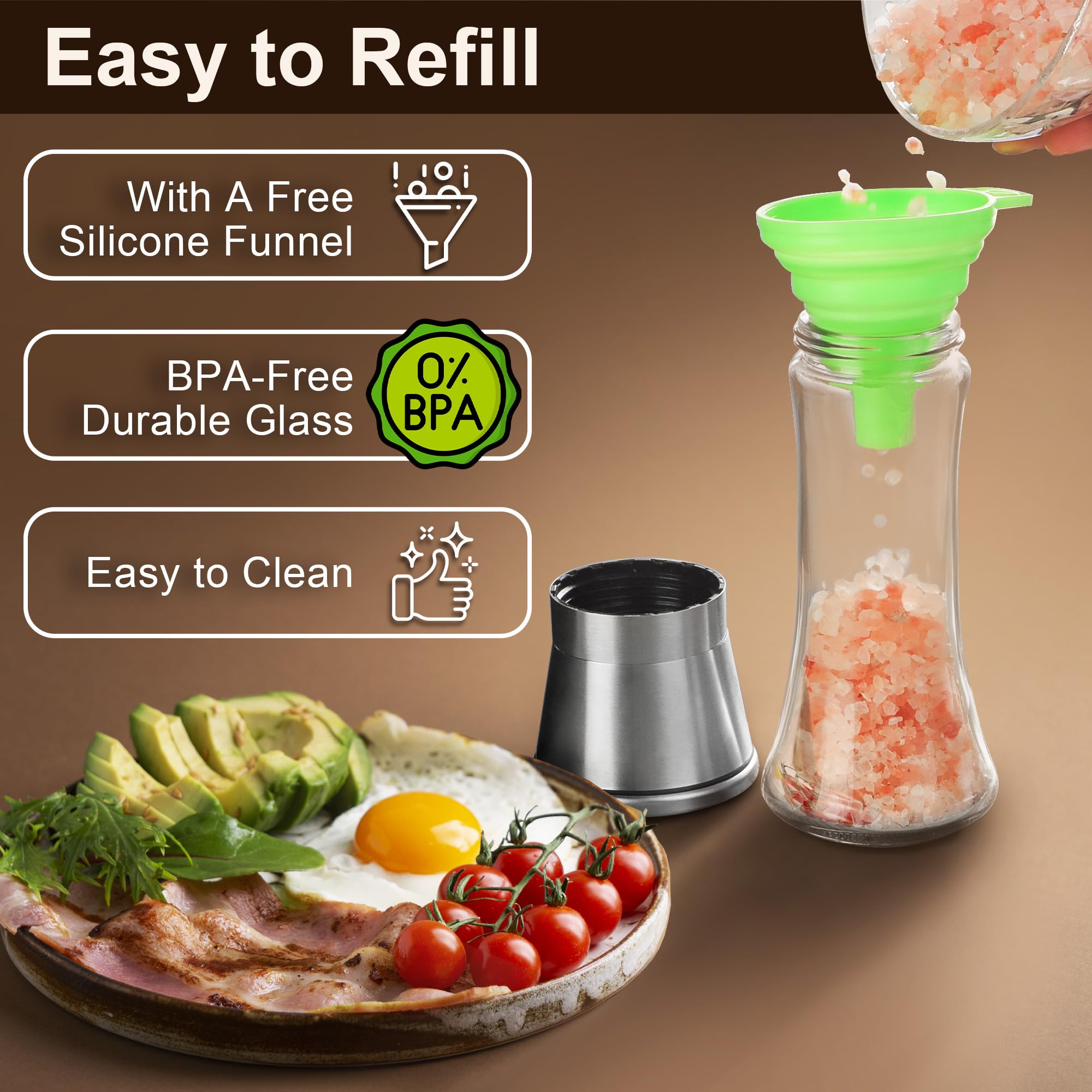 M JINGMEI Salt & Pepper Grinder - Adjustable Coarseness -6