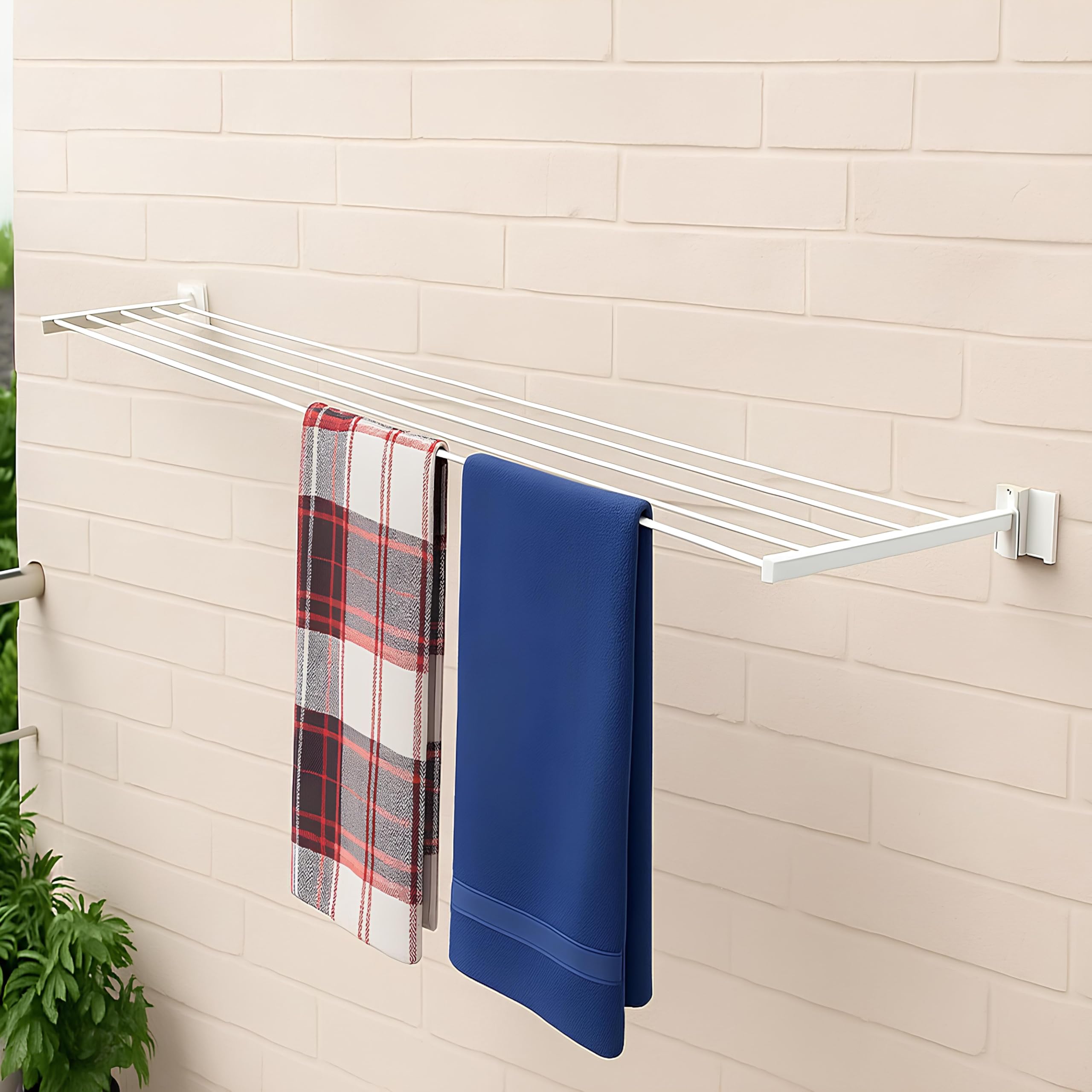 PulGos Metal Cloth Drying Stand/Foldable Cloth Stand/Wall Mounted Cloth Drying Rack/Cloth Hanger for Home or Balcony/Heavy Duty Laundry Rack/Drying Rack for Clothes with All The Essentials