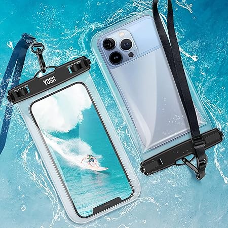 YOSH 2枚セット水に浮く スマホ 防水ケース フローティング IPX8認定 エアーバッグ搭載 最大7.5インチ対応 お風呂用 TPU スマホ保護 密封 iPhone 12 Pro Max Mini 11 X XR XS 8 7 Androidに適合する 気嚢付き 水中 撮影 タッチ可 風呂 海 プール 釣り 雨 潜水 水泳 雪 温泉など適用 防水カバー スマホ用