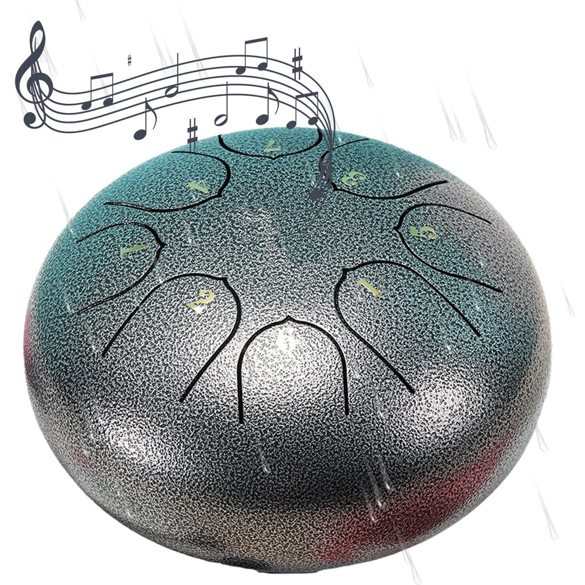 Tambor de lluvia para el jardín, resistente al agua, tambor Ch-akra para lluvia al aire libre, juego de lluvia, tambor de lluvia para instrumentos de jardín, tambor Ch-akra de 6 pulgadas, 16 notas,