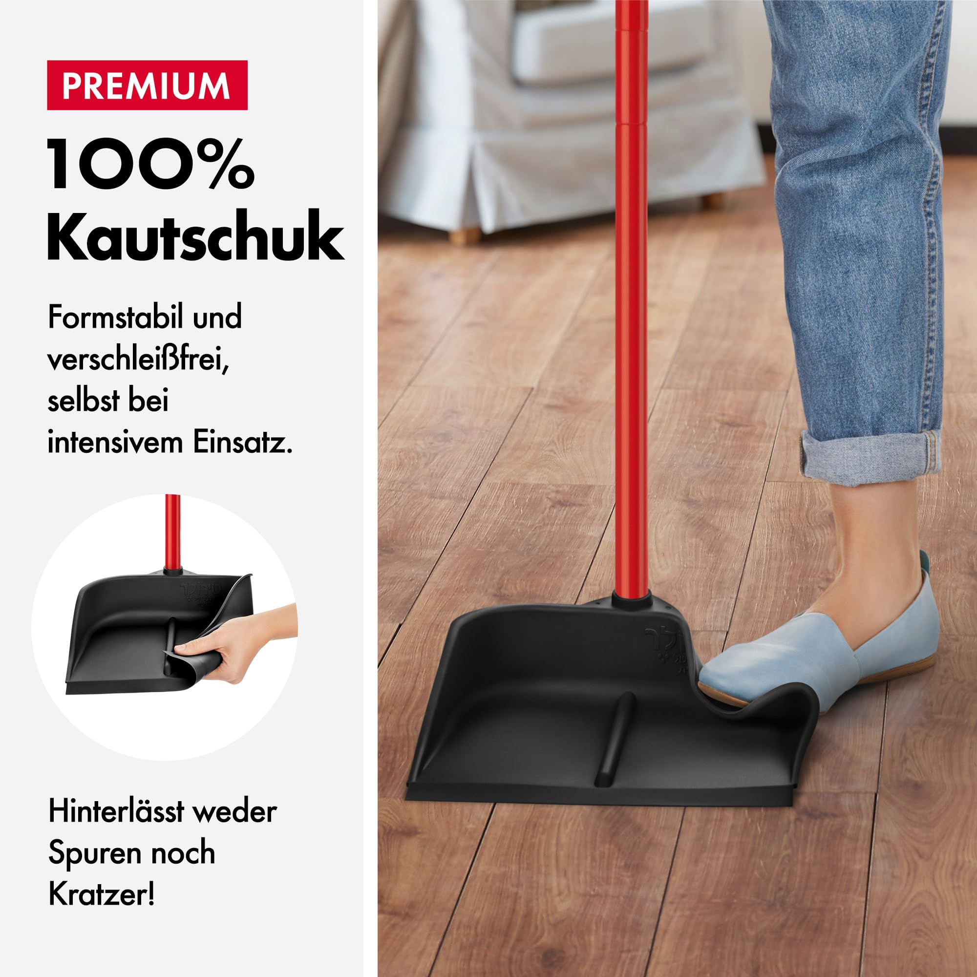 Magische Kehrschaufel mit langem Stiel, 90 cm, schwarz