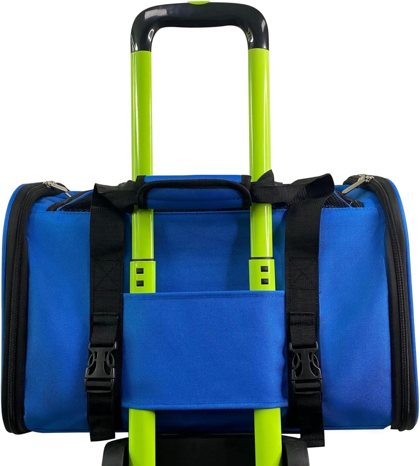 Blue and Black Soft Sided Pet Carrier with Mesh Ventilation