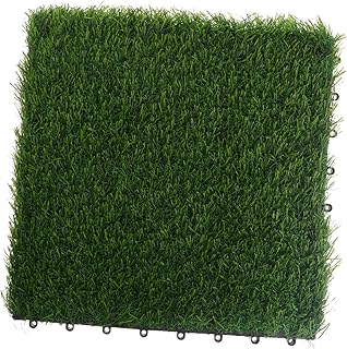 Yardwe Artificial Turf Floor Green Lawn Tile Trim Green Turf Lawn Fake Grass Carpet Interlocking Fake Grass Tile Synthetic Astro Turf Artificial Turf Grass Fake Grass for Patio Grass Turf