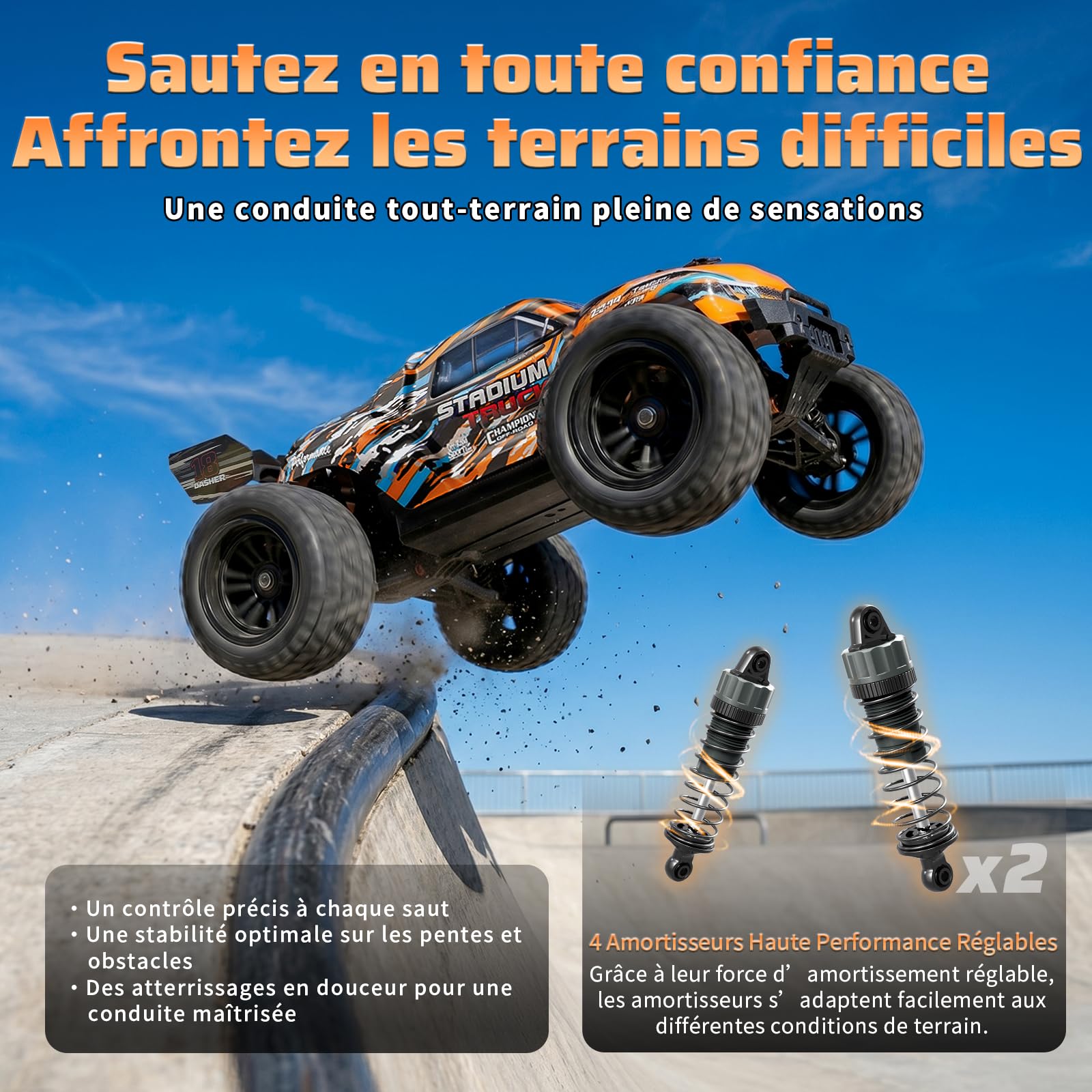 HAIBOXING Voiture Télécommandée 1/18 4WD Voiture RC Monster Truck