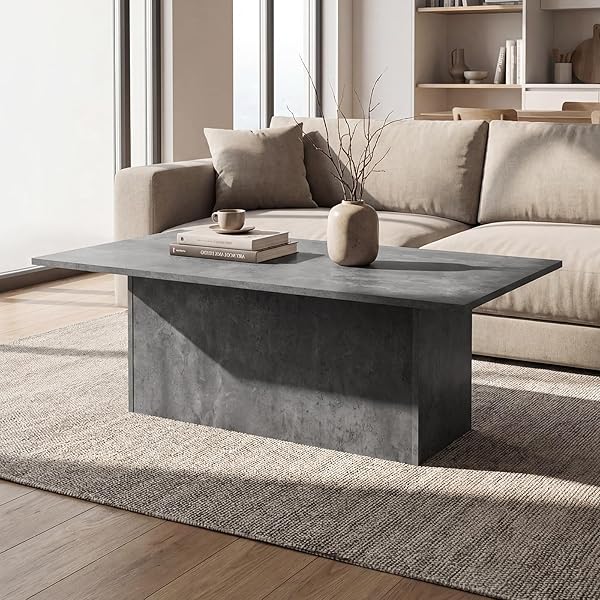 Industrial Faux Concrete Center Table