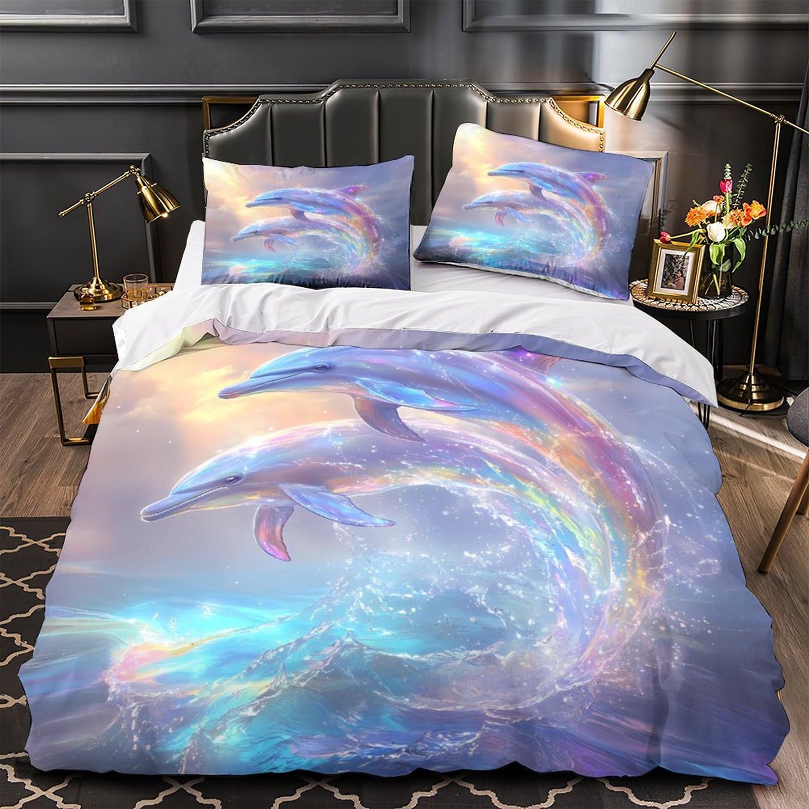 Housse de couette dauphin hypoallergénique et thermorégulatrice 140x200