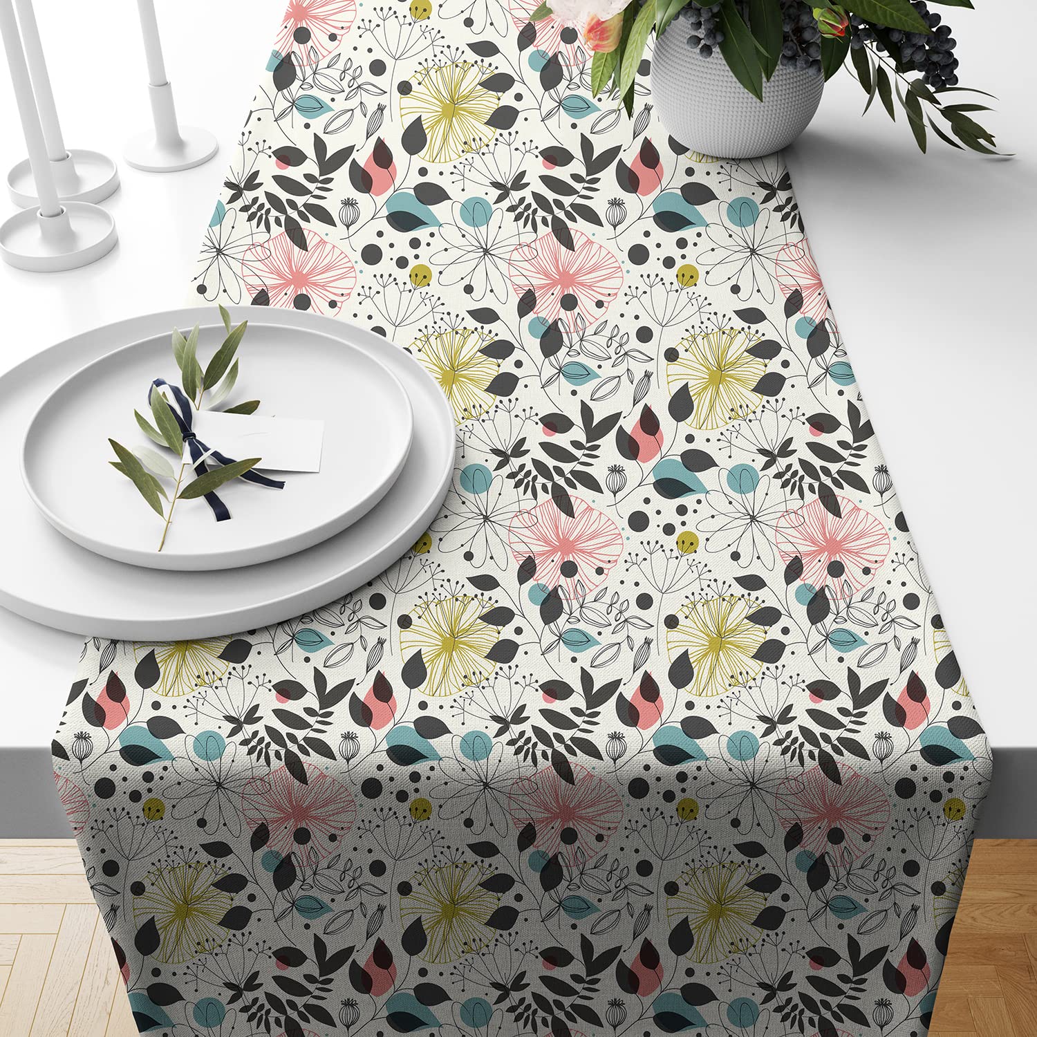 BRICK HOME Table Runner - Geometric Peach Design -24