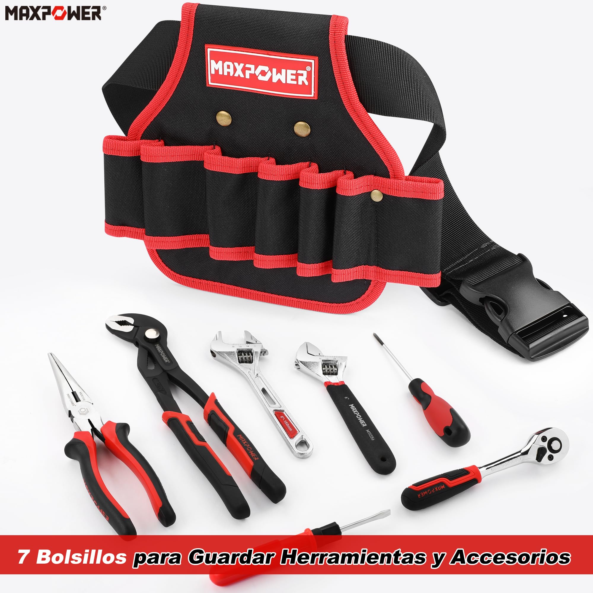 Bolsa De Herramientas Con Clip De 7 Bolsillos, Portaherramientas