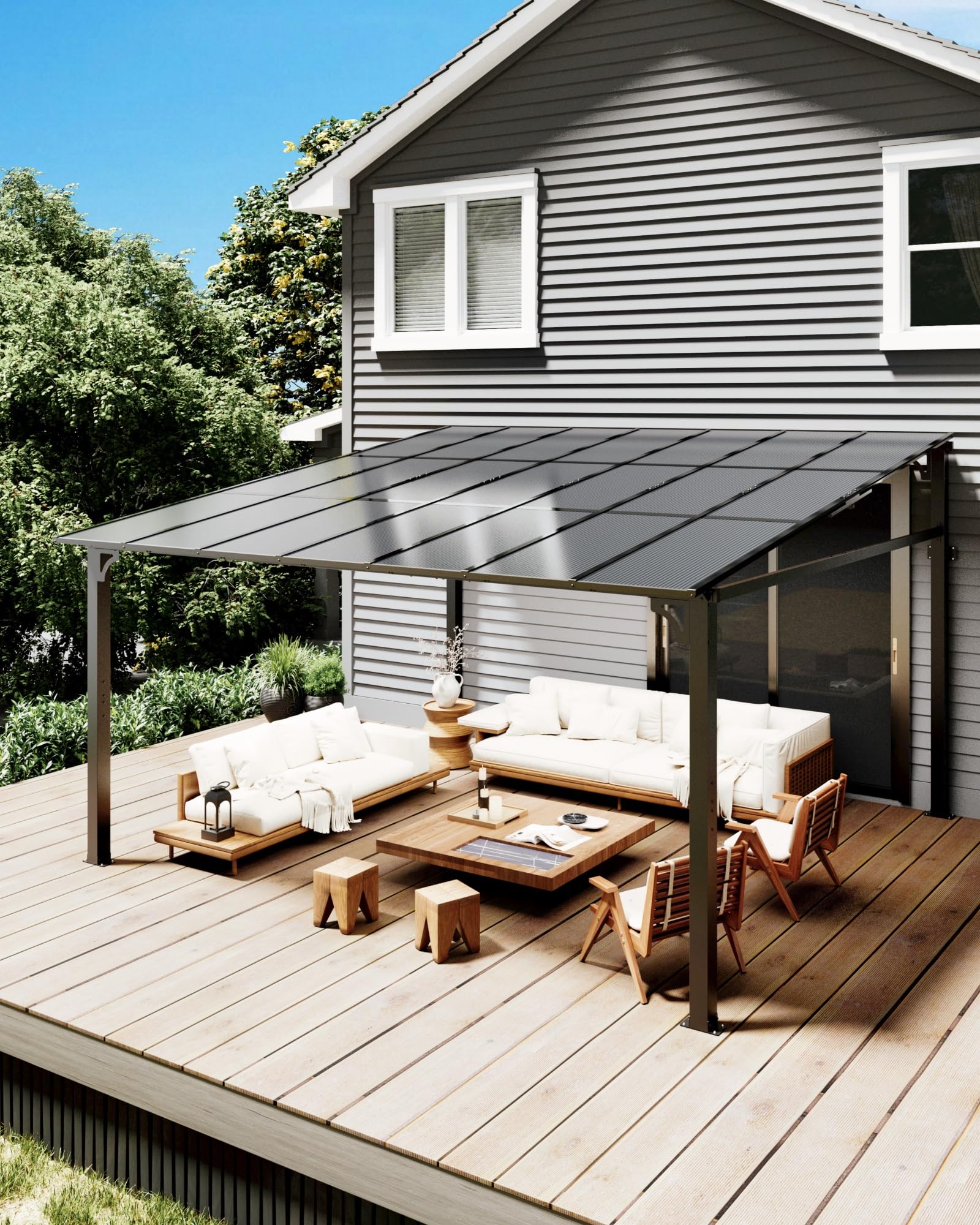 View 1 of **Missing Parts**
GarveeLife 12x14 ft Wall-Mounted Lean-to Gazebo, Aluminum Frame & Polycarbonate Roof - Outdoor Patio Cover for Deck, Yard, Party (UV-Resistant & All-Weather)