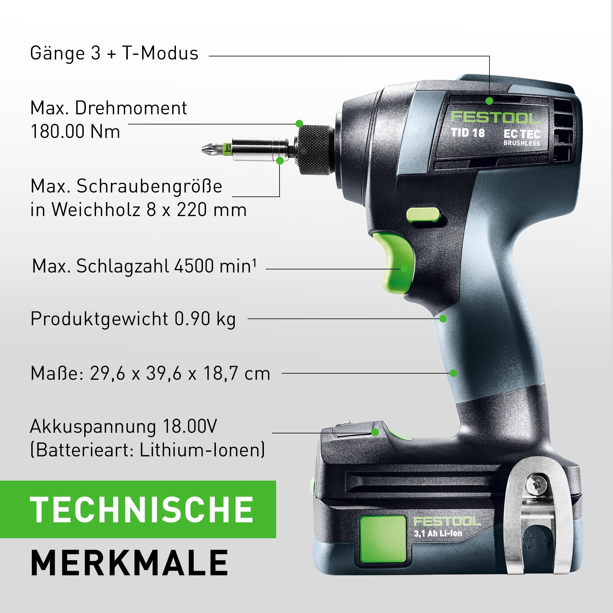 Festool Atornillador de impacto a batería TID 18 HPC 4,0 I-Plus